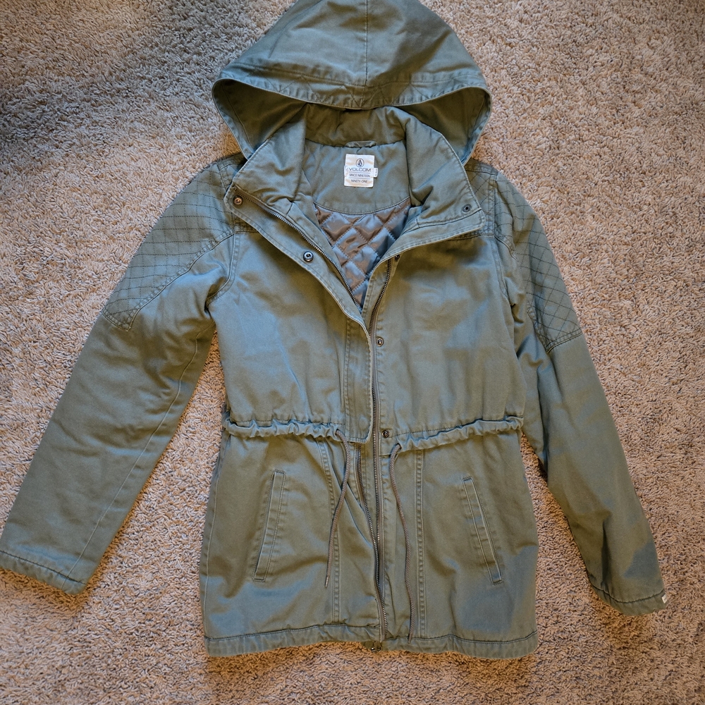 Volcom Olive Quilted Hooded Jacket